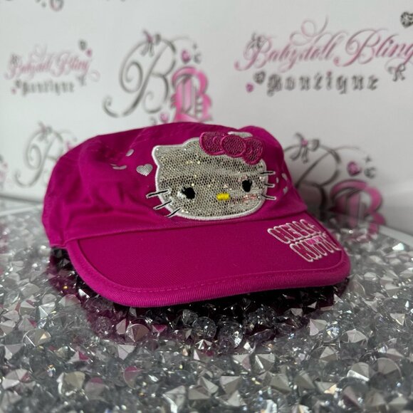 Hello Kitty Pink hat cap sparkly glitter embroidered rare vintage main image 5